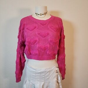 Pink Heart Patterned Women's Sweater